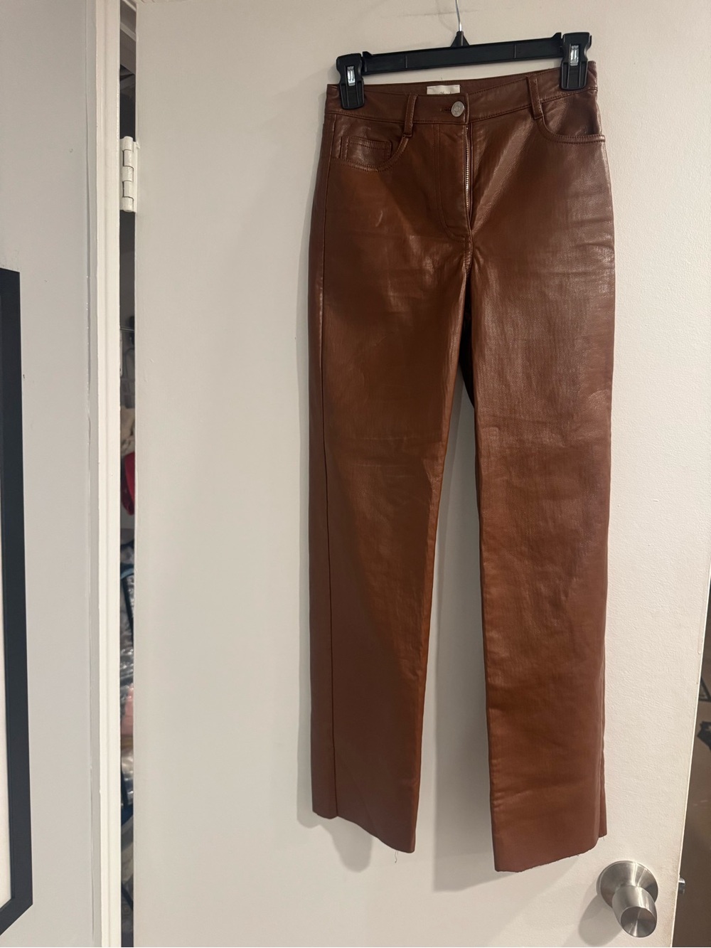 Wilfred Aritzia Chestnut Brown Faux Leather Straight-Leg Pants Size 00